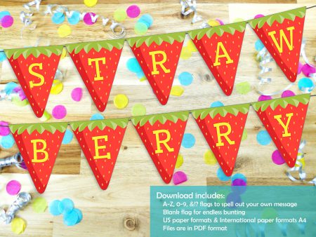 Strawberry Party Bunting Printable