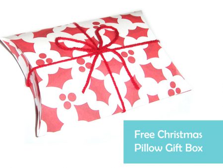 Christmas Pillow Gift Box - Red Holly Design